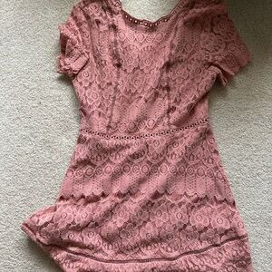 ✨ Romantic Blush Pink Blu Pepper Lace Mini Dress | Flirty & Feminine ✨